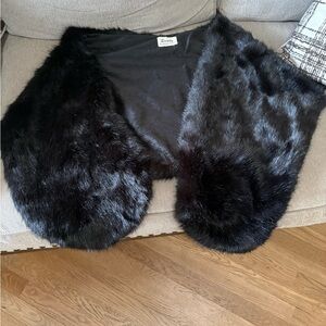 Elegant Black Faux Fur Shawl